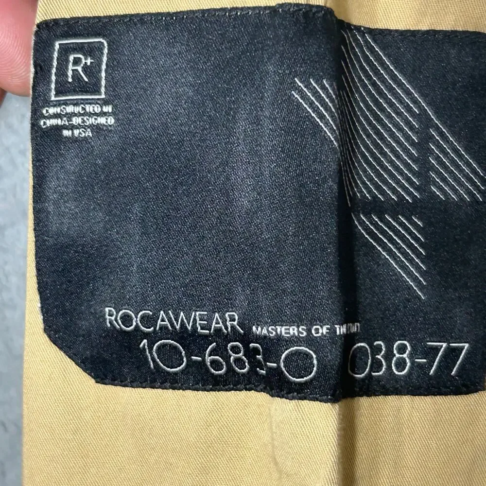 Rocawear Shirt Mens XL Tan Cotton Long Sleeve Button‎ Up Vintage Y2K Hip Hop